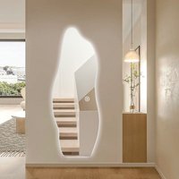 Boromal - led Ganzkörperspiegel mit Beleuchtung 60x165cm Lichtspiegel Badspiegel 3 Lichtfarbe Dimmbare 3000-6500K Standspiegel mit Touchschalter für von BOROMAL