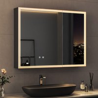 Boromal LED Spiegelschrank mit Beleuchtung 80x60cm Aluminium Spiegelschrank Bad mit Beleuchtung Badezimmerschrank, Badschrank Medizinschrank Spiegel von BOROMAL