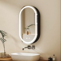 Boromal Ovaler Spiegelschrank mit Beleuchtung 40x70cm Aluminium LED Spiegelschrank Bad mit Beleuchtung Badezimmerschrank, Badschrank Medizinschrank Boromal Ovaler Spiegelschrank mit Beleuchtung 40x70cm Aluminium LED Spiegelschrank Bad mit Beleuchtung Badezimmerschrank, Badschrank Medizinschrank von BOROMAL