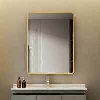 Quadratischer Wandspiegel 40 x 60 cm mit goldenem Metallrahmen, horizontal oder vertikal aufgehängt, für das Badezimmer (gold) von BOROMAL