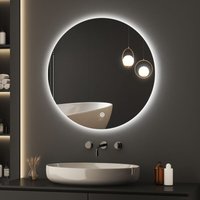 Boromal Runder Badspiegel mit Beleuchtung 50x50cm LED Badspiegel Spiegel mit Beleuchtung Badezimmerspiegel Rund mit Beleuchtung LED Spiegel von BOROMAL