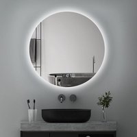 Boromal Runder Badspiegel mit Beleuchtung Runder Spiegel mit Uhr 70x70cm LED Spiegel Rund Spiegel mit Beleuchtung Badezimmerspiegel Rund mit von BOROMAL