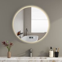 Boromal Runder Badspiegel mit Beleuchtung mit Uhr 80x80cm LED Spiegel Runder Spiegel mit Beleuchtung Badezimmerspiegel Rund mit Beleuchtung von BOROMAL
