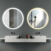 Boromal - Runder Spiegel mit Beleuchtung 60cm led Badspiegel Schwarzer Rund Badezimmerspiegel mit Touch Temperatur, Dimmbar, Memory-Funktion Neutral von BOROMAL