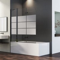 Boromal Schwarz Badewannenaufsatz 140x140cm Badewanne Duschwand mit festem segment 6mm ESG Sicherheitsglas 3-teilig faltbar Duschabtrennung von BOROMAL