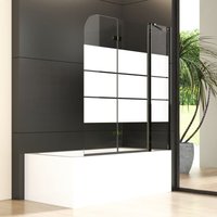 Boromal Schwarz Badewannenaufsatz Gestreift 150x140cm Badewanne Duschwand mit festem segment 6mm ESG Sicherheitsglas Badewanne Duschwand 3-teilig von BOROMAL
