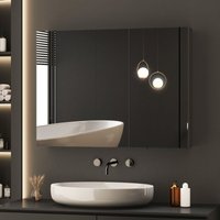 Boromal - Spiegelschrank Bad Badezimmer Spiegelschrank Schwarz Badezimmerschrank mit Spiegel Badezimmerspiegelschrank mit Verstellbare Glasablage Boromal - Spiegelschrank Bad Badezimmer Spiegelschrank Schwarz Badezimmerschrank mit Spiegel Badezimmerspiegelschrank mit Verstellbare Glasablage von BOROMAL