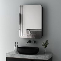 Boromal - Spiegelschrank Bad Schwarz Spiegelschrank mit Innenspiegel Metall Badezimmerschrank mit Spiegel + Verstellbare Glasablage (40 x 60 cm) von BOROMAL