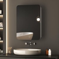 Boromal - Spiegelschrank Bad Schwarz Spiegelschrank mit Innenspiegel Metall Badezimmerschrank mit Spiegel + Verstellbare Glasablage (40 x 60 cm) von BOROMAL