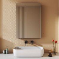 Boromal - Spiegelschrank Bad Schwarz Spiegelschrank mit Innenspiegel Metall Badezimmerschrank mit Spiegel + Verstellbare Glasablage (40 x 60 cm) von BOROMAL
