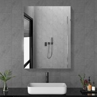 Boromal - Spiegelschrank Bad Schwarz Spiegelschrank mit Innenspiegel Metall Badezimmerschrank mit Spiegel + Verstellbare Glasablage (50 x 70 cm) von BOROMAL