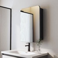 Boromal - Spiegelschrank Bad Spiegelschrank mit Innenspiegel Metall Badezimmerschrank Schwarz mit Spiegel und Verstellbare Glasablage (40 x 60 x 12,5 von BOROMAL