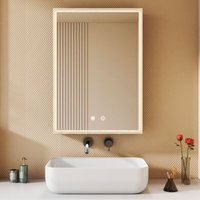 Boromal - Spiegelschrank Bad mit Beleuchtung Badezimmer Spiegelschrank mit Beleuchtung Metall led Badezimmerschrank mit Dimmbar + Beschlagfrei + von BOROMAL