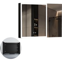 Boromal - Spiegelschrank Bad mit Beleuchtung Schwarz Spiegelschrank mit Beleuchtung Metall led Badezimmerschrank mit Dimmbar + Beschlagfrei + Stecker Boromal - Spiegelschrank Bad mit Beleuchtung Schwarz Spiegelschrank mit Beleuchtung Metall led Badezimmerschrank mit Dimmbar + Beschlagfrei + Stecker von BOROMAL