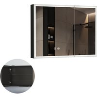 Boromal - Spiegelschrank Bad mit Beleuchtung Schwarz Spiegelschrank mit Beleuchtung Metall led Badezimmerschrank mit Dimmbar + Beschlagfrei + Stecker Boromal - Spiegelschrank Bad mit Beleuchtung Schwarz Spiegelschrank mit Beleuchtung Metall led Badezimmerschrank mit Dimmbar + Beschlagfrei + Stecker von BOROMAL