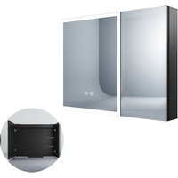 Boromal - Spiegelschrank Bad mit led Beleuchtung 80 x 60 x 12,5 cm Schwarz Badezimmer Spiegelschrank mit Beleuchtung Metall Badezimmerschrank mit Boromal - Spiegelschrank Bad mit led Beleuchtung 80 x 60 x 12,5 cm Schwarz Badezimmer Spiegelschrank mit Beleuchtung Metall Badezimmerschrank mit von BOROMAL