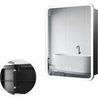 Boromal - Spiegelschrank Bad mit led Beleuchtung Schwarz Spiegelschrank mit Beleuchtung Metall Badezimmerschrank mit Dimmbar, Beschlagfrei, Steckdose Boromal - Spiegelschrank Bad mit led Beleuchtung Schwarz Spiegelschrank mit Beleuchtung Metall Badezimmerschrank mit Dimmbar, Beschlagfrei, Steckdose von BOROMAL