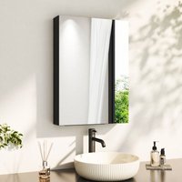 Boromal Spiegelschrank Schwarz 50x70cm Badezimmer Spiegelschrank Bad Metall Badezimmerschrank mit Spiegel Badschrank mit Innenspiegel und von BOROMAL