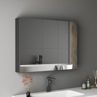 Boromal - Spiegelschrank Schwarz Badezimmer Spiegelschrank Bad Metall Badezimmerschrank mit Spiegel Badschrank mit Innenspiegel und Verstellbare von BOROMAL