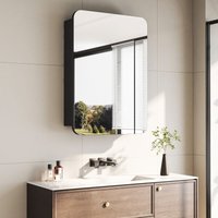 Boromal - Spiegelschrank Schwarz Badezimmer Spiegelschrank Bad Metall Badezimmerschrank mit Spiegel Badschrank mit Innenspiegel und Verstellbare von BOROMAL