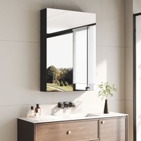 Boromal - Spiegelschrank Schwarz Badezimmer Spiegelschrank Bad Metall Badezimmerschrank mit Spiegel Badschrank mit Innenspiegel und Verstellbare von BOROMAL