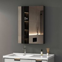 Boromal - Spiegelschrank Schwarz Badezimmer Spiegelschrank Bad Metall Badezimmerschrank mit Spiegel Badschrank mit Innenspiegel und Verstellbare von BOROMAL