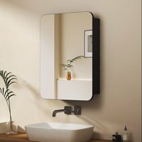 Boromal - Spiegelschrank Schwarz Badezimmer Spiegelschrank Bad Metall Badezimmerschrank mit Spiegel Badschrank mit Innenspiegel und Verstellbare von BOROMAL