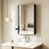 Boromal - Spiegelschrank Schwarz Spiegelschrank Bad Metall Badezimmerschrank mit Spiegel Badezimmerspiegelschrank mit Verstellbare Glasablage (40 x Boromal - Spiegelschrank Schwarz Spiegelschrank Bad Metall Badezimmerschrank mit Spiegel Badezimmerspiegelschrank mit Verstellbare Glasablage (40 x von BOROMAL