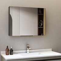 Boromal - Spiegelschrank Schwarz Spiegelschrank Bad Metall Badezimmerschrank mit Spiegel Badezimmerspiegelschrank mit Verstellbare Glasablage (80 x Boromal - Spiegelschrank Schwarz Spiegelschrank Bad Metall Badezimmerschrank mit Spiegel Badezimmerspiegelschrank mit Verstellbare Glasablage (80 x von BOROMAL