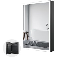 Boromal - Spiegelschrank mit Beleuchtung 50x70x12,5cm led Badezimmerschrank, Badezimmer Hängeschrank mit Spiegel mit 3-Farben Dimmbar, Beschlagfrei von BOROMAL