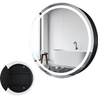 Boromal - Spiegelschrank mit Beleuchtung 60x60x11cm led Badezimmerschrank, Badezimmer Hängeschrank mit Spiegel mit 3-Farben Dimmbar, Beschlagfrei von BOROMAL