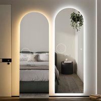 Boromal - Standspiegel mit Beleuchtung 50x150cm, Bogen led Ganzkörperspiegel 3 Lichtfarbe Dimmbare 3000-6500K Spiegel mit Touchschalter, 10-Fach von BOROMAL