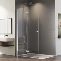 Walk-in faltbar 80x185cm Duschabtrennung 180°Schwingtuer Falttuer Duschwand 5mm esg Nano Easy-clean Glas,Montage auf Duschewanne oder Fliese von BOROMAL