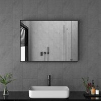 Boromal - Wandspiegel 50x70cm Spiegel Schwarz Metallrahmen, 70x50cm Rechteckig Spiegel Dekorative hd Badspiegel mit Schwarz Rahmen, Badezimmerspiegel Boromal - Wandspiegel 50x70cm Spiegel Schwarz Metallrahmen, 70x50cm Rechteckig Spiegel Dekorative hd Badspiegel mit Schwarz Rahmen, Badezimmerspiegel von BOROMAL