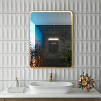 Wandspiegel Gold Modern 50x70cm Badzimmer Spiegel Bad Badspiegel ohne Beleuchtung mit Rahmen Badezimmerspiegel von BOROMAL