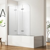 Boromal - Duschabtrennung Badewanne Glas 3-teilig 130x140cm Badewannenfaltwand Faltbar Duschwand Badewanne von BOROMAL