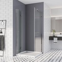 Duschkabine 100x75 Duschtür Schwingtür Tür 100 cm mit Seitenwand 75 cm Falttür Eckeinstieg Duschabtrennung 180º Duschwand 5mm esg Sicherheitsglas von BOROMAL