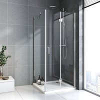 Duschkabine 100x90 cm Duschkabine Eckeinstieg 180°Falttür Duschabtrennung mit Seitenwand 5mm esg Sicherheitsglas Nano Glas von BOROMAL