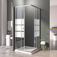Duschkabine 75 x 75 cm Eckeinstieg Duschabtrennung Doppel Schiebetür Silber Duschwand 5 mm esg Sicherheitsglas in Klarglas mit Weißen von BOROMAL