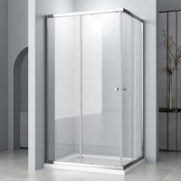 Duschkabine 80x90cm Eckeinstieg mit Schiebetüren, Höhe 185cm, 5mm esg Glas Duschabtrennung Doppel Schiebetür, Über Einer Duschwanne Oder Fliesen von BOROMAL