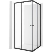 Duschkabine 90x100cm Duschkabine Schiebetür, Eckeinstieg Duschkabine Duschabtrennung 5mm esg Streifen Duschwand Höhe 185cm Schwarz von BOROMAL