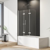 Boromal - Duschwand Badewanne Glas Badewannenfaltwand 3 Teilig Duschtrennwand Faltbar Glas Duschabtrennung Badewannenaufsatz Klarglas 130x140cm von BOROMAL