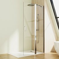 Duschwand Walk in Dusche 80x185cm Pendeltüren Duschabtrennung Schwingtür Duschkabine Glastür 6mm Sicherheitsglas Glas von BOROMAL