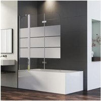 Boromal - Duschwand für Badewanne 140 x 140 cm 3-teilig Faltbar mit festem Segment Badewannenaufsatz, Gestreift Glas Duschabtrennung Trennwand 5mm Boromal - Duschwand für Badewanne 140 x 140 cm 3-teilig Faltbar mit festem Segment Badewannenaufsatz, Gestreift Glas Duschabtrennung Trennwand 5mm von BOROMAL