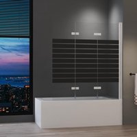 Duschwand für Badewanne 140 x 140 cm Weiß 3-teilig Faltbar Duschtrennwand Trennwand Badewannenwand mit Eleganten Schwarz Gestreift Mit 5mm Nano Glas von BOROMAL