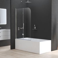 Duschwand für Badewanne Faltbar 2 teilig 110cm x 140cm badewannenaufsatz glas Duschabtrennung Faltwand nano von BOROMAL