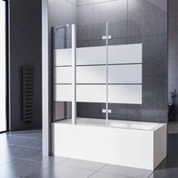 Boromal - Duschwand für Badewanne Gestreift, Duschwand Horizontale Streifen 150x140cm Faltbar Duschwand 3-teilig Glas mit Stabilisator Bar Pendeltür Boromal - Duschwand für Badewanne Gestreift, Duschwand Horizontale Streifen 150x140cm Faltbar Duschwand 3-teilig Glas mit Stabilisator Bar Pendeltür von BOROMAL