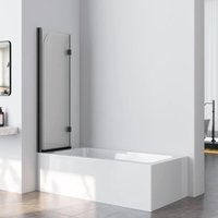 Duschwand für badewanne faltbar Nano Badewannen-Duschwand 110 x 140 mit 5mm Nano Easy Clean Glas Beidseitig Montierbar Schönes Schwarz von BOROMAL