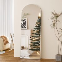 Ganzkörperspiegel Weiß 150x50cm Standspiegel groß Weiß mit Aluminiumrahmen(Flurspiegel Hochspiegel, Rundbogen), Hängend, Wand gelehnt von BOROMAL