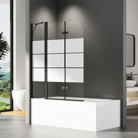 Boromal - Gestreift Duschwand für Badewanne 160x140cm 3-teilig faltbar Duschtrennwand für Badewanne Duschabtrennung Badewanne mit Festem Segment, von BOROMAL